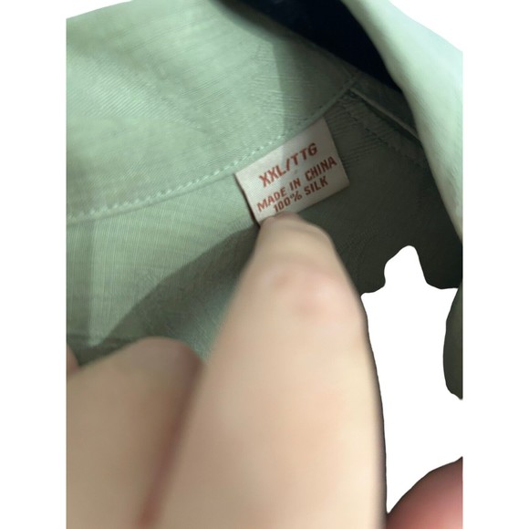 Tommy Bahama Mens Size XXL 2XL Shirt Silk Hawaiian Green Button Up - Picture 4 of 4